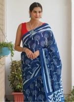 Mono Cotton Blue Casual Wear Printed Saree